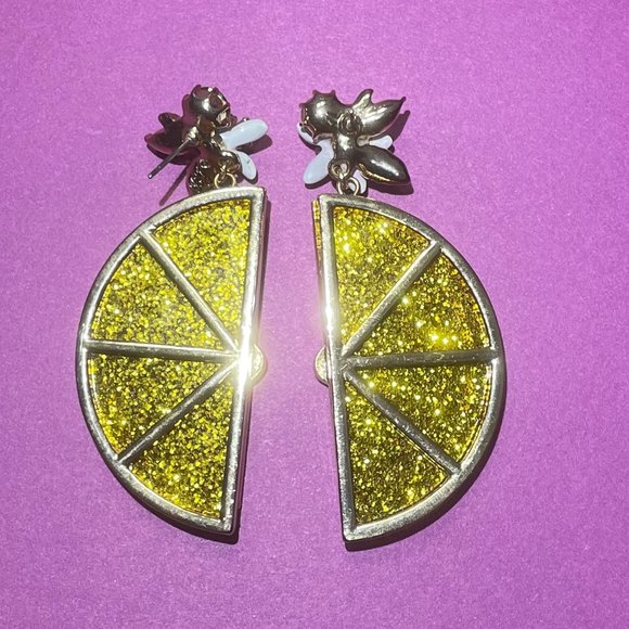 NWT Betsey Johnson Lemon Slice Earrings - Picture 3 of 6
